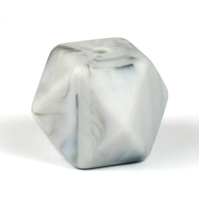 Angular silicone bead, marble, 18mm