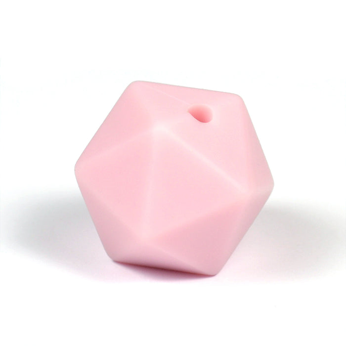 Angular silicone bead, powder pink, 16mm