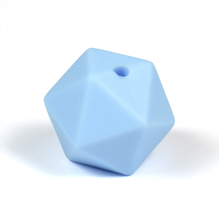 Kantig silikonpärla, ljusblå, 16mm