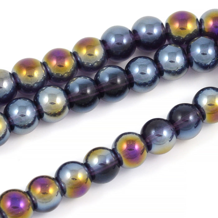 Shimmering glass beads, lavender, 6mm