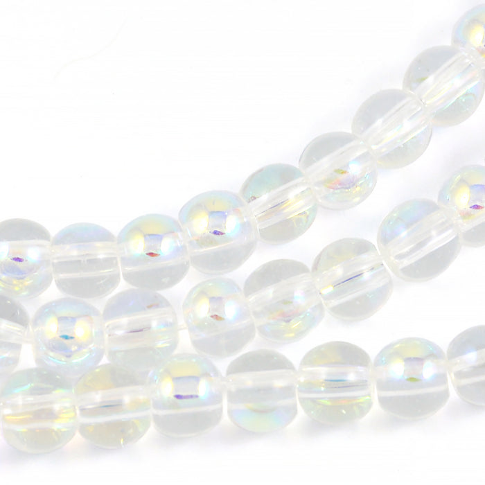 Shimmering glass beads, clear, 6mm