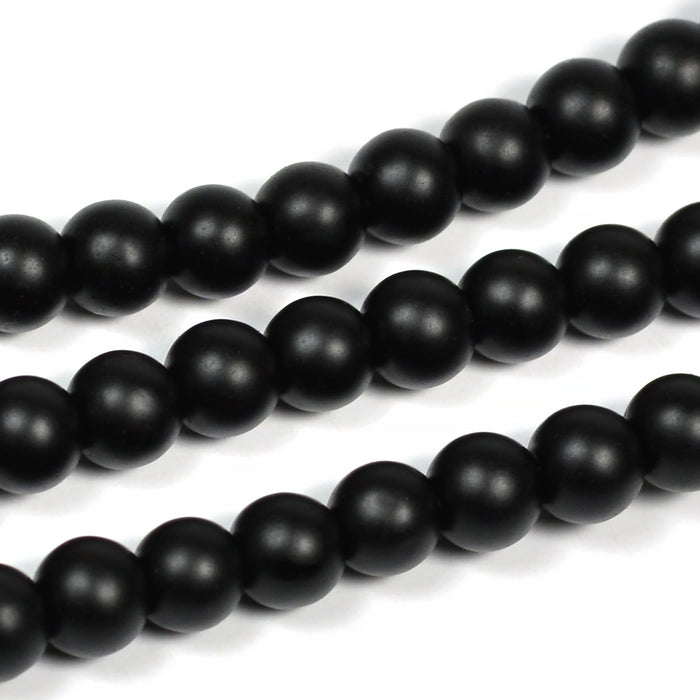 Syntetiska blackstone pärlor, mattsvart, 6mm
