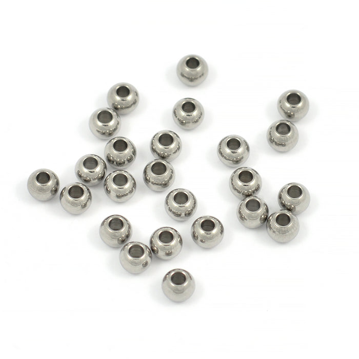 Round stainless steel beads, 4mm, 25pcs