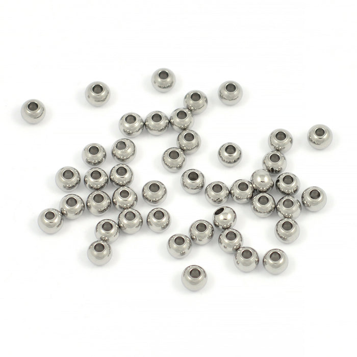 Runda pärlor av rostfritt stål, 3mm, 30st