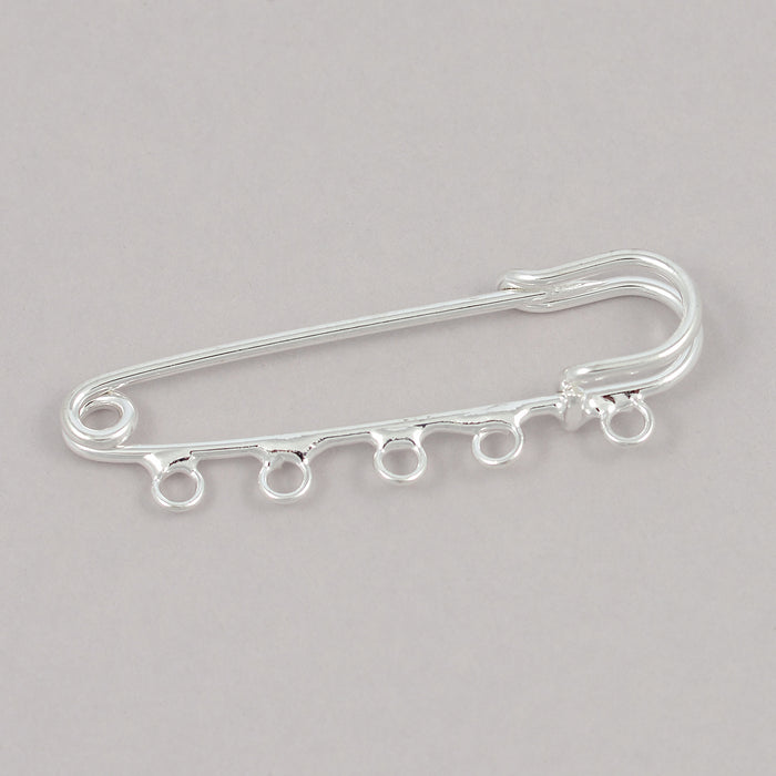 Kilt pin with 5 loops, silver, 50mm, 1pc