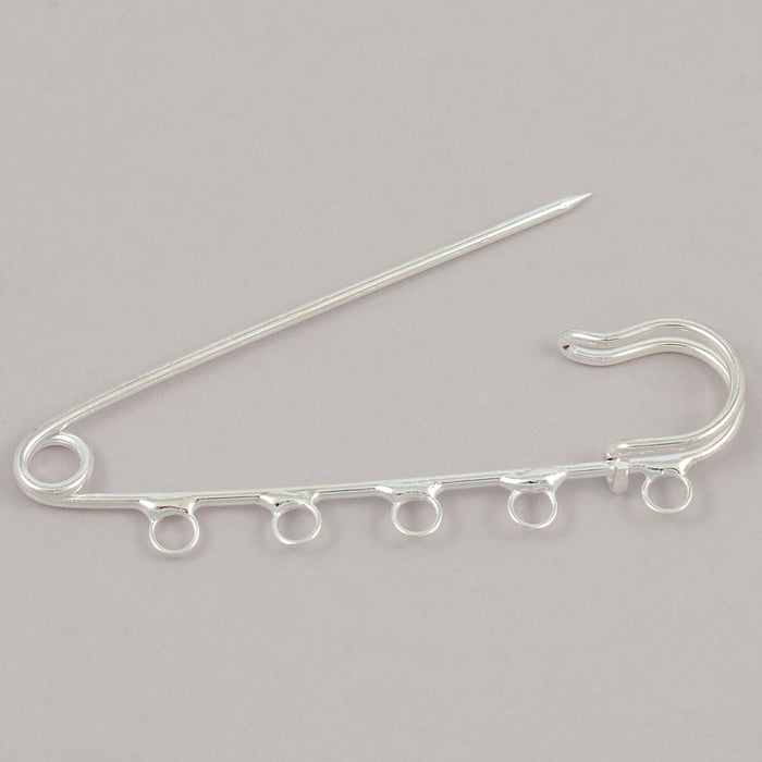 Kilt pin with 5 loops, silver, 70mm, 1pc