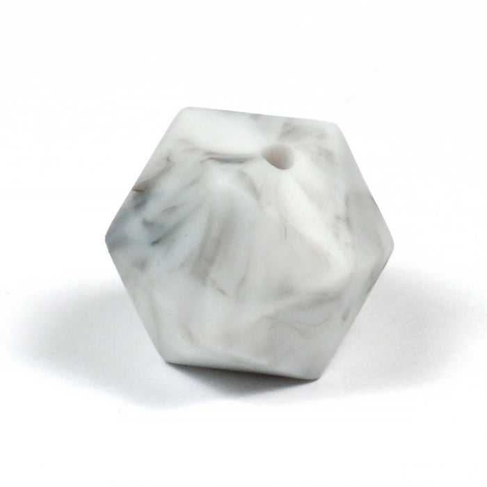 Angular silicone bead, marble, 16mm