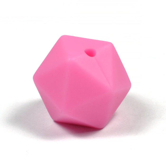 Angular silicone bead, bright pink, 16mm