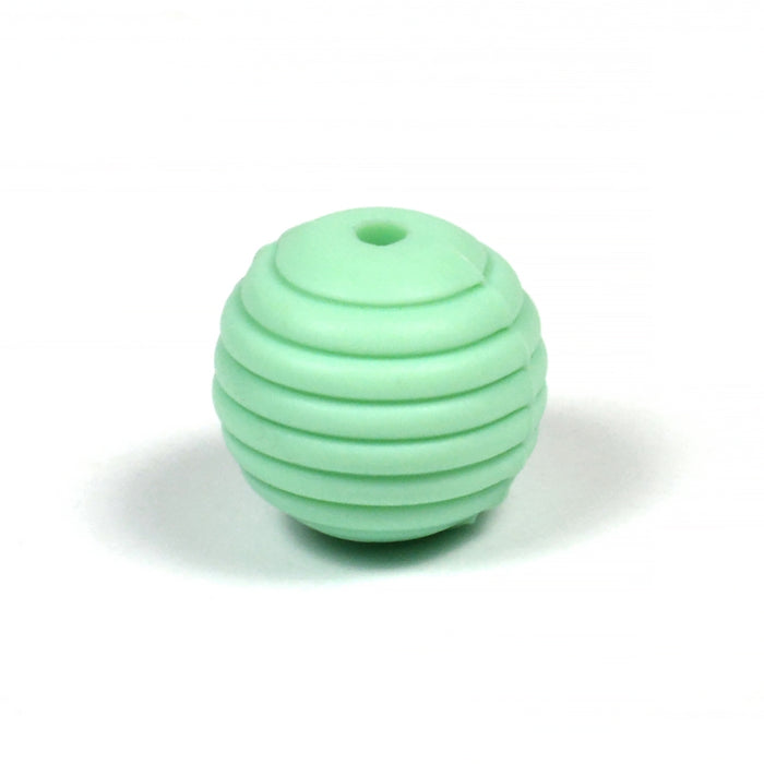 Fluted silicone bead, mint, 15mm