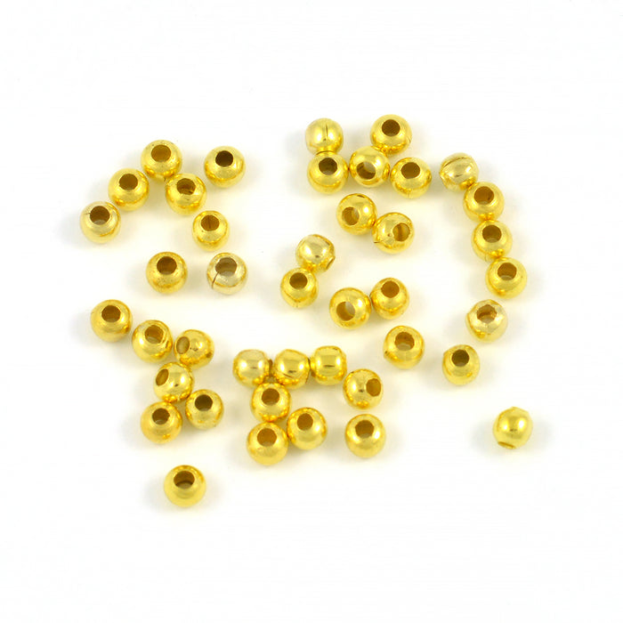Round metal beads, gold, 3mm, 100pcs