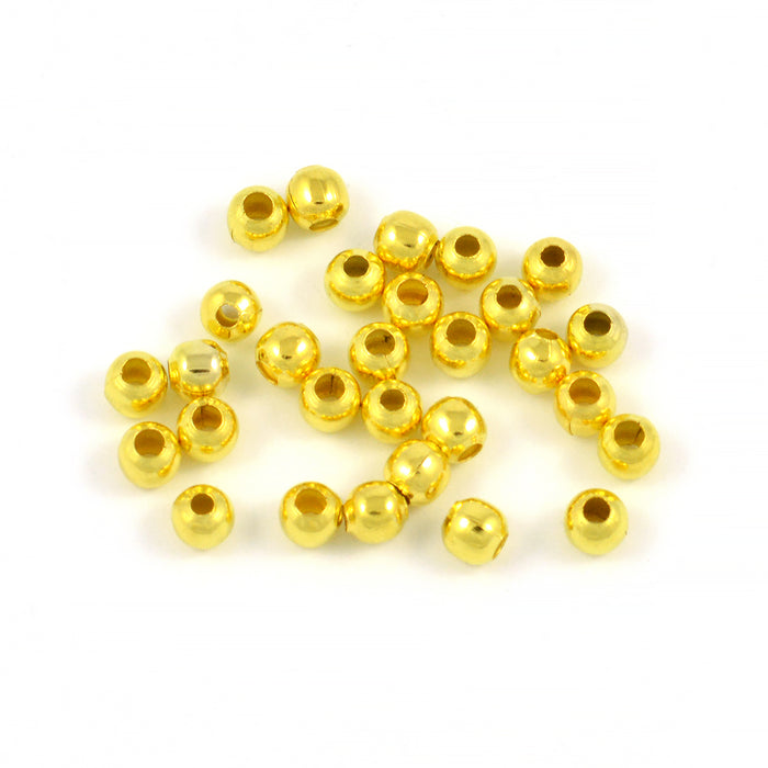 Round metal beads, gold, 4mm, 100pcs