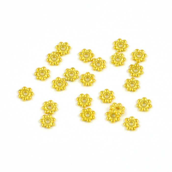 Mellandelar, daisy, guld, 4,5mm, 100st