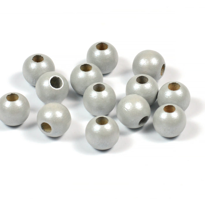 Wooden beads, 8mm, mother-of-pearl-light grey, 60pcs