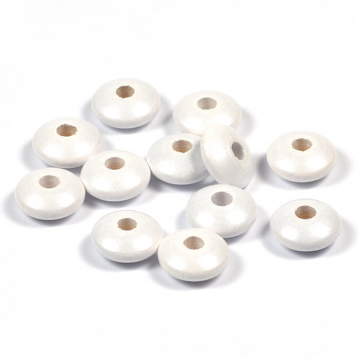 Wooden lenses, mother-of-pearl-white, 50 pcs