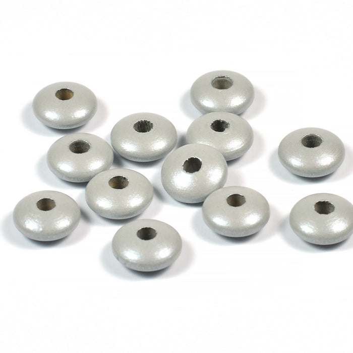 Wooden lenses, mother-of-pearl-light grey, 50 pcs