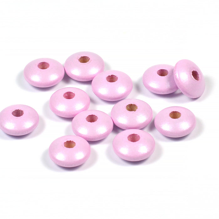 Wooden lenses, mother-of-pearl-light pink, 50 pcs