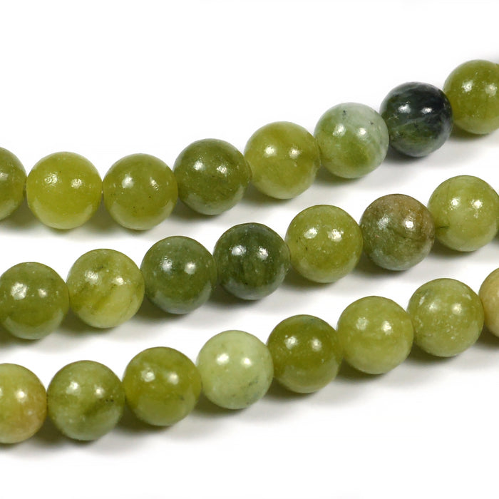 Jade pärlor, oliv, 6mm
