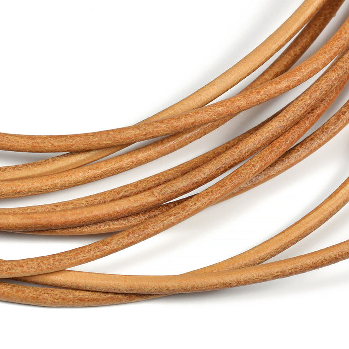 Leather cord, natural, 3mm