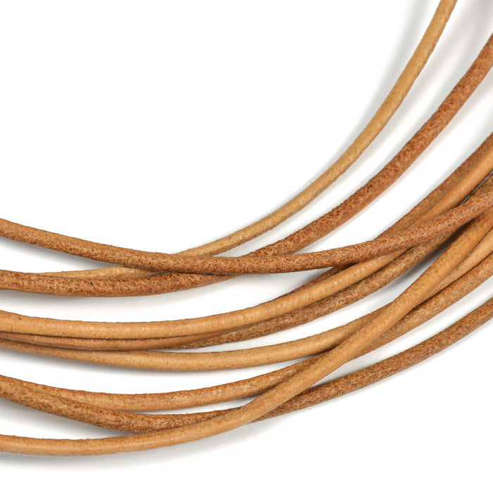 Leather cord, natural, 2mm