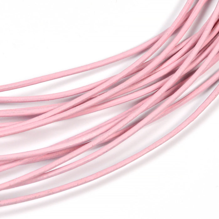 Leather cord, light pink, 1mm