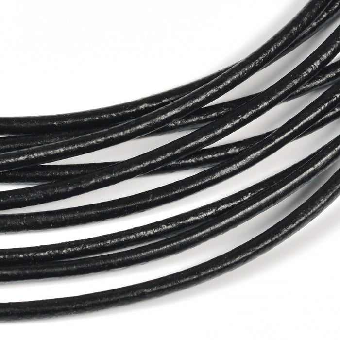 Leather cord, black, 3mm