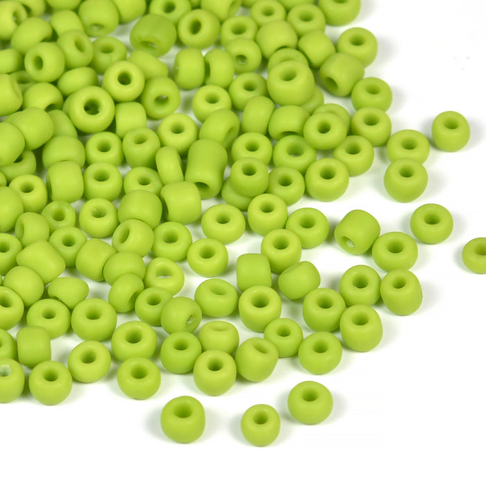 Seed Beads, 4mm, frosted light green, 30g