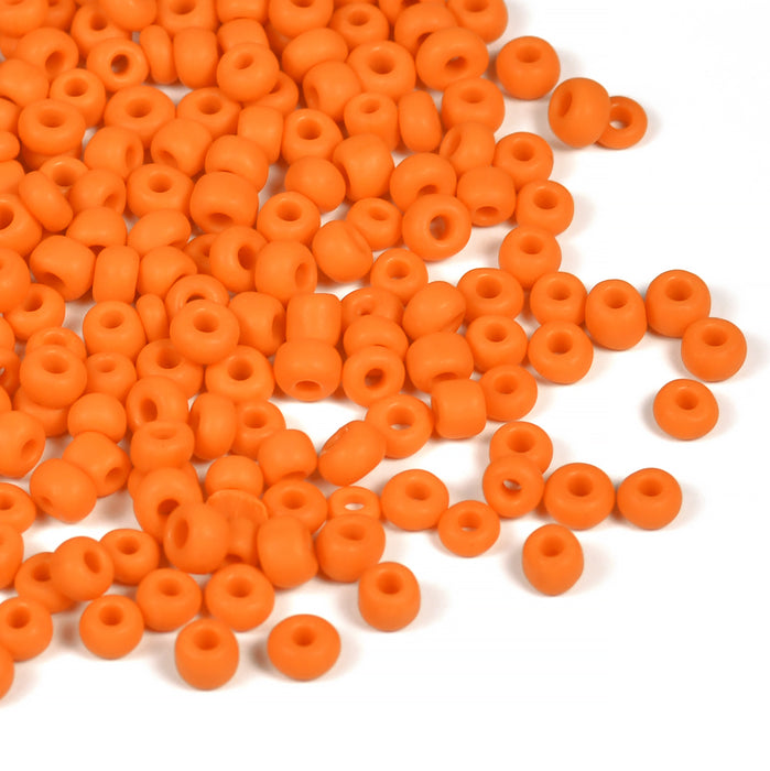 Seed Beads, 4mm, frosted orange, 30g