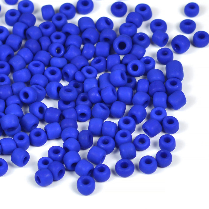 Seed Beads, 4mm, frosted navy blue, 30g