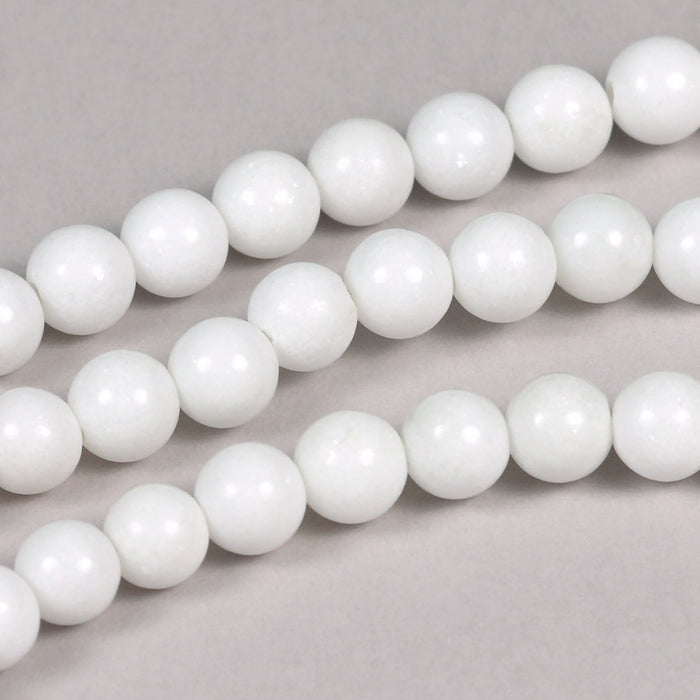 Mashan jade beads, white, 6mm
