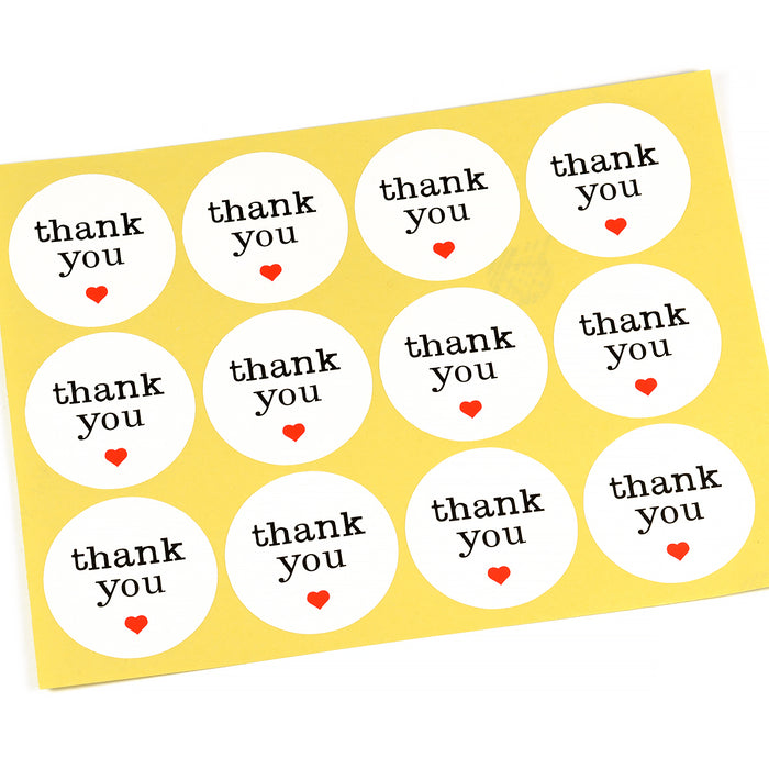 White stickers "thank you", 38mm