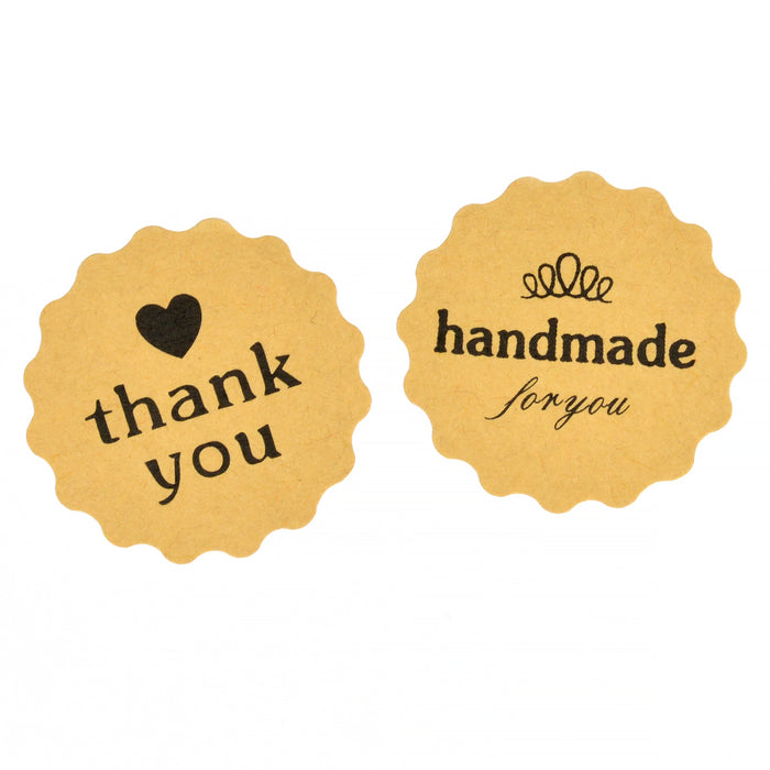 Klistermärken "thank you" och "handmade", 38mm