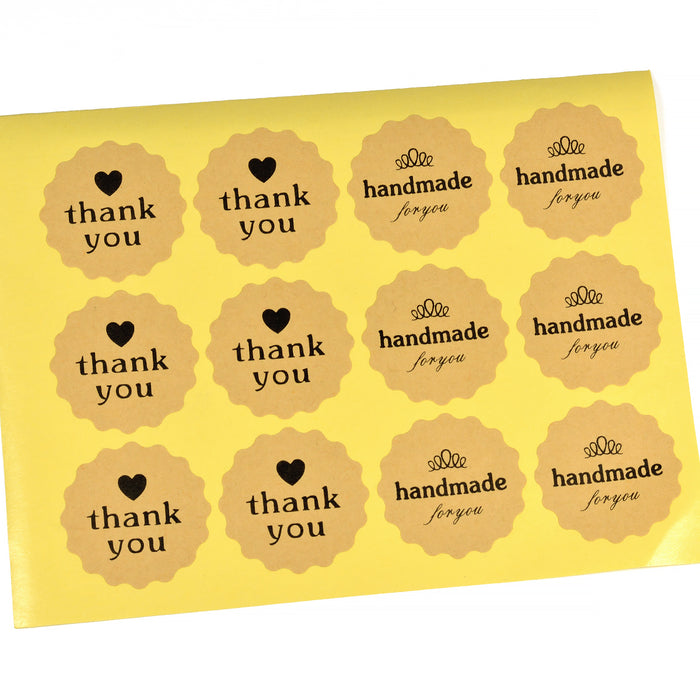 Stickers "thank you" and "handmade", 38mm
