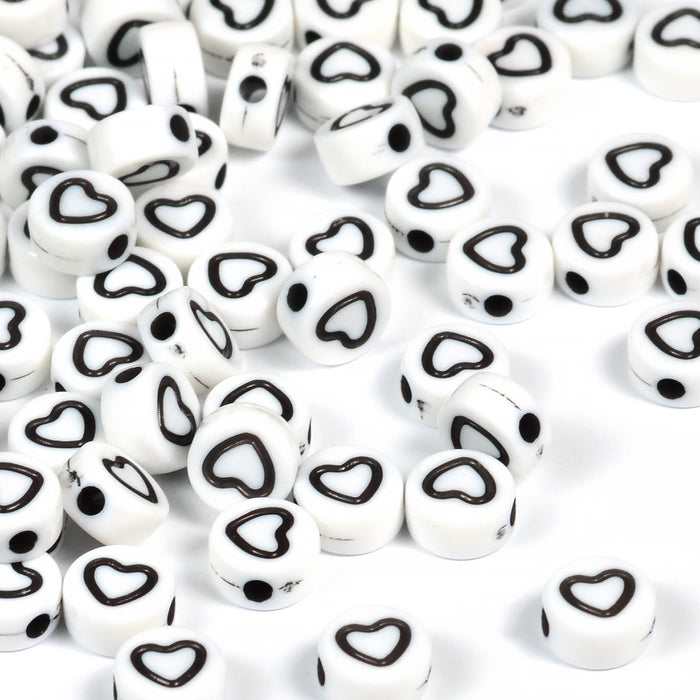 Vita pärlor med hjärtkontur, 100st