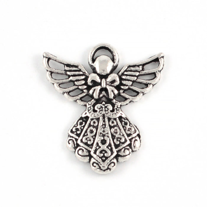 Charm, angel with bow, 23x26mm, 5pcs