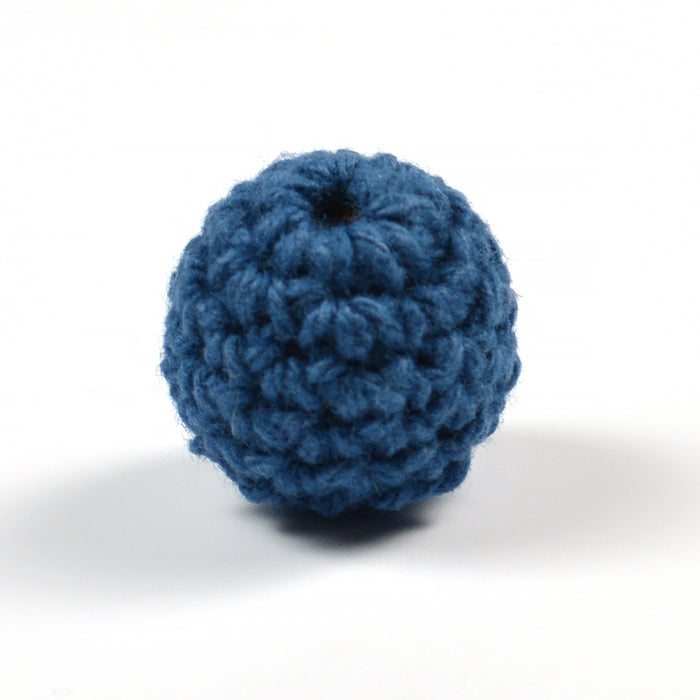Crocheted bead, dark blue, 16mm