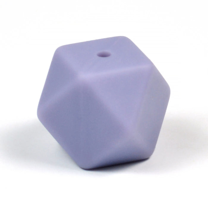 Kantig silikonpärla, duvblå, 18mm