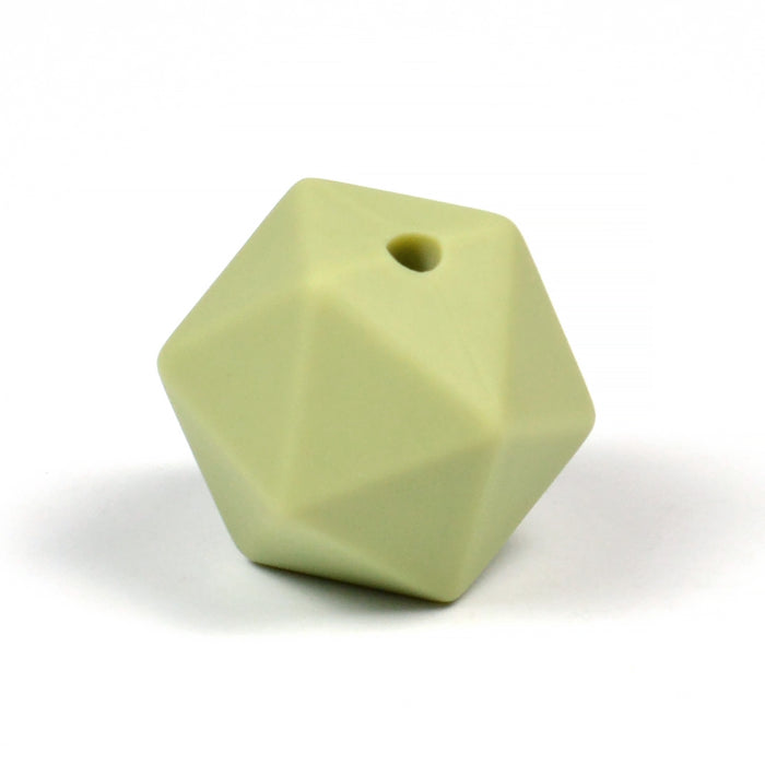 Kantig silikonpärla, pistagegrön, 16mm