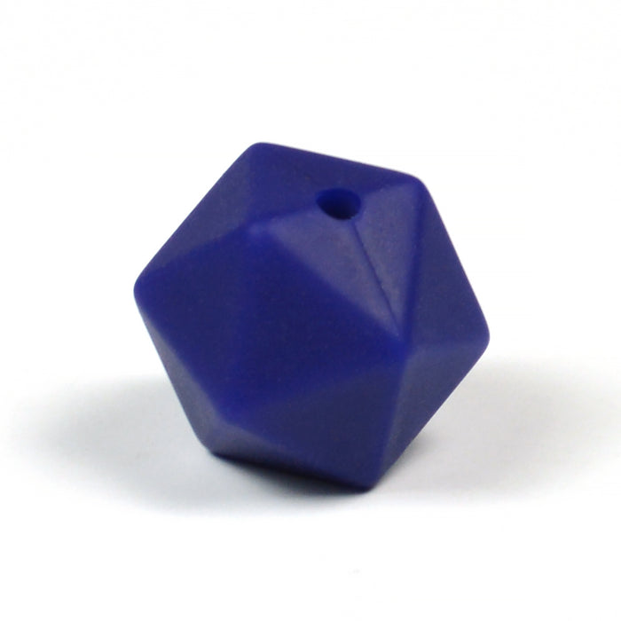 Kantig silikonpärla, midnattsblå, 16mm