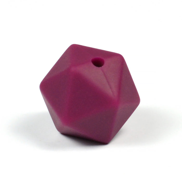 Angular silicone bead, burgundy, 16mm