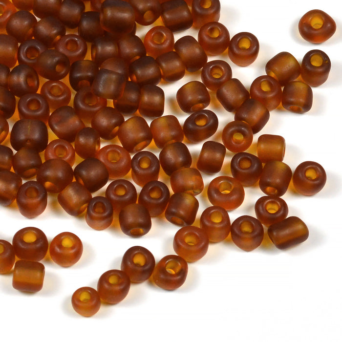 Seed Beads, 4mm, frostad-transparent brun, 30g