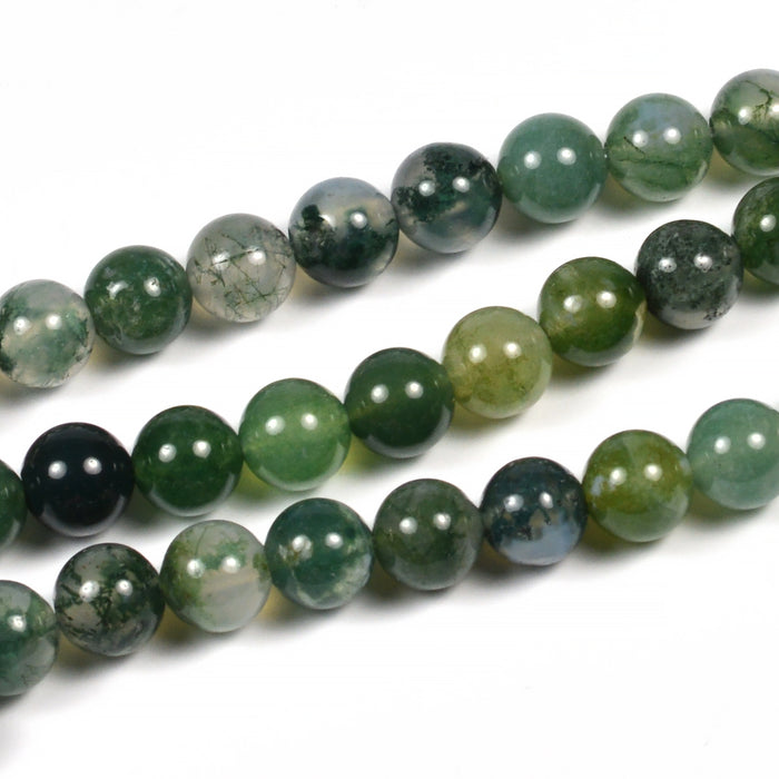 Moss sawn beads, dark green, 6mm