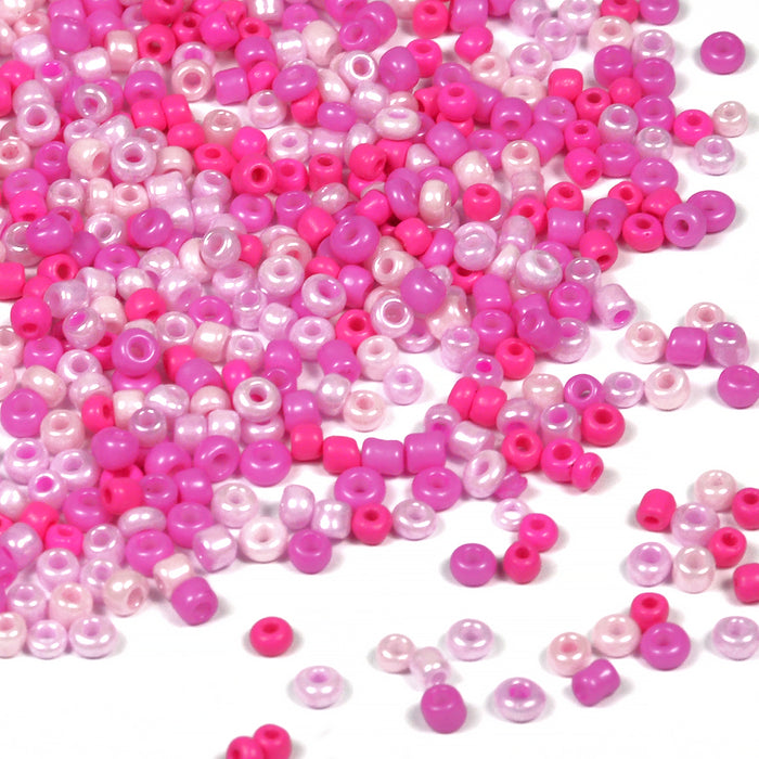 Seed Beads, 2mm, pink mix, 30g