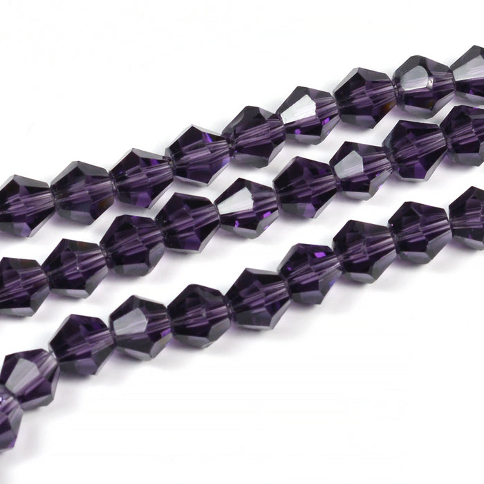 Bicone glass beads, plum, 6mm