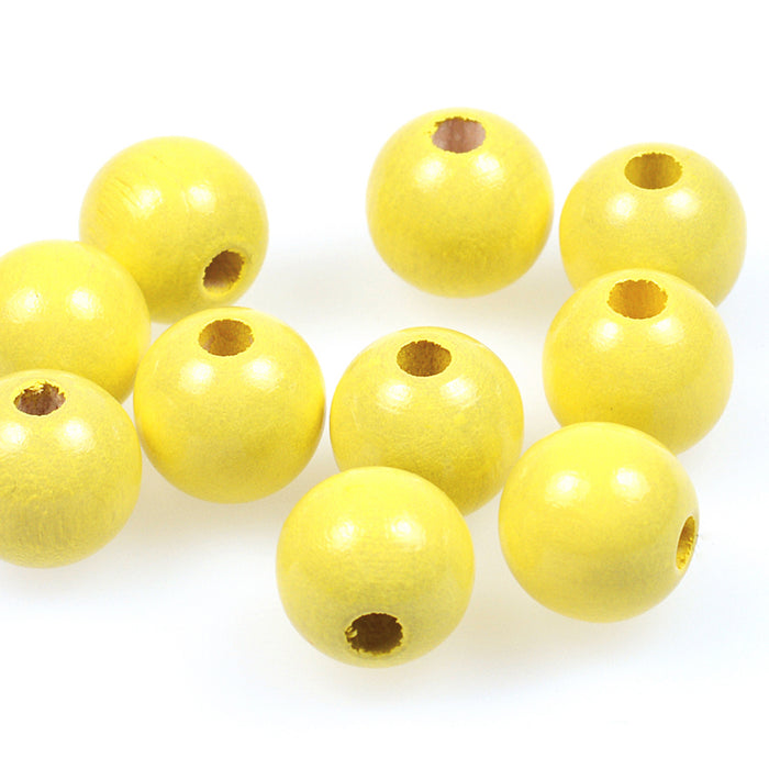 Wooden beads, 15mm, pastel yellow, 20pcs