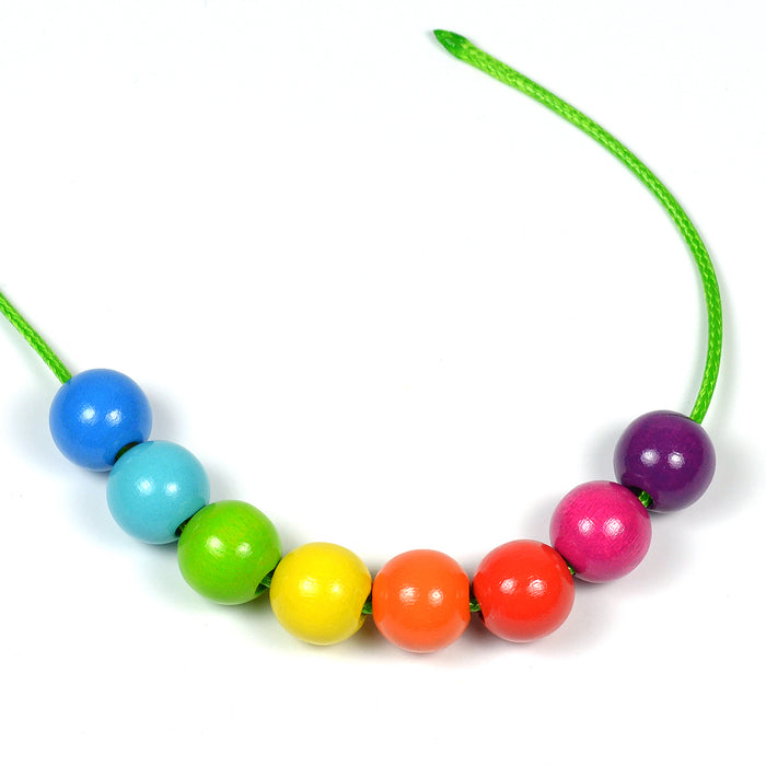 Craft set with wooden beads, 12mm, strong color mix