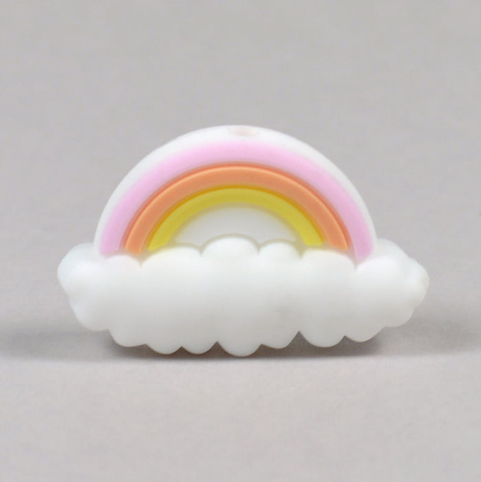 Motivperle i silikon, regnbue på skyer