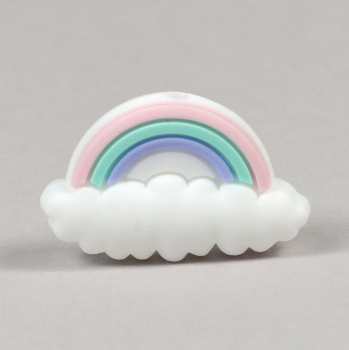 Motivperle i silikon, regnbue på skyer