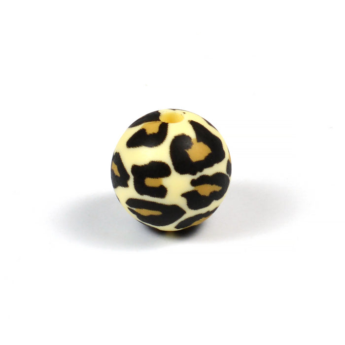 Silikonperler, leopard, 12 mm