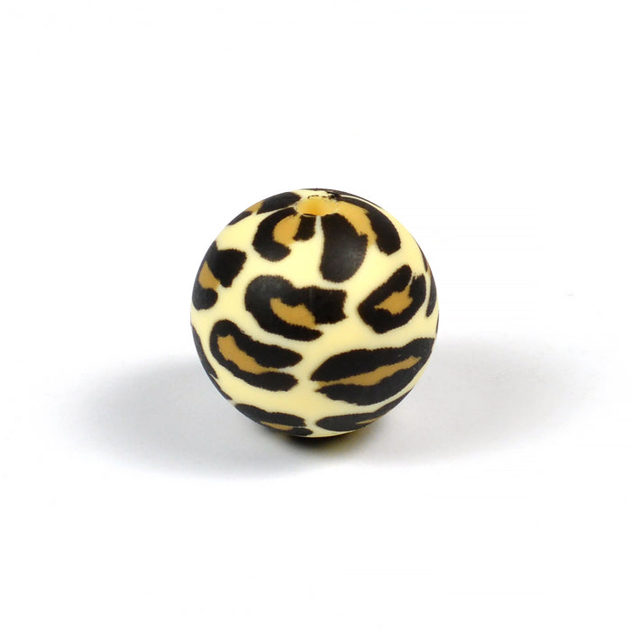 Silikonperler, leopard, 15 mm