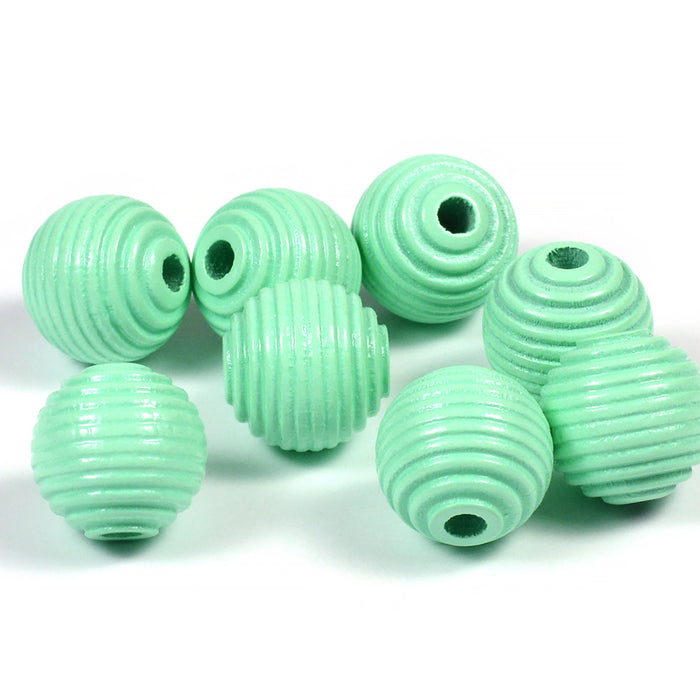 Rillede treperler, 14mm, mint, 16stk